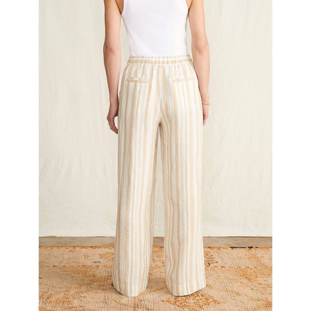 Faherty Monterey Linen Pants Natural Bombay Stripe size L - Picture 2 of 13